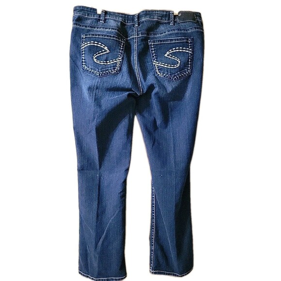 Silver Jeans Co. Aiko Slim Bootcut Mid-Rise Jeans SZ 20 / L 31 Thick Stitch Dark - Picture 4 of 11